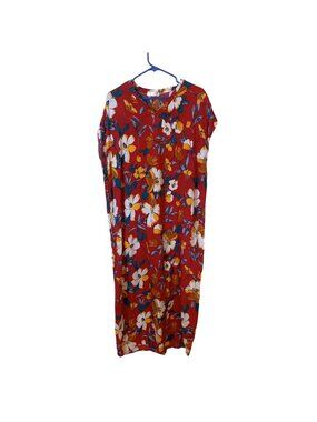 Red Floral Maxi Dress MuMu Large Comfortable Lightweight Seven Islands Tropical